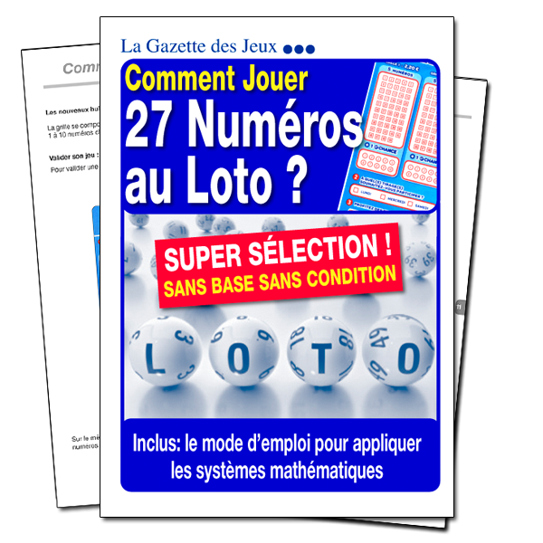 SYSTEME LOTO 27 Numéros 2sur2 L21 [Ebook + Tableur]